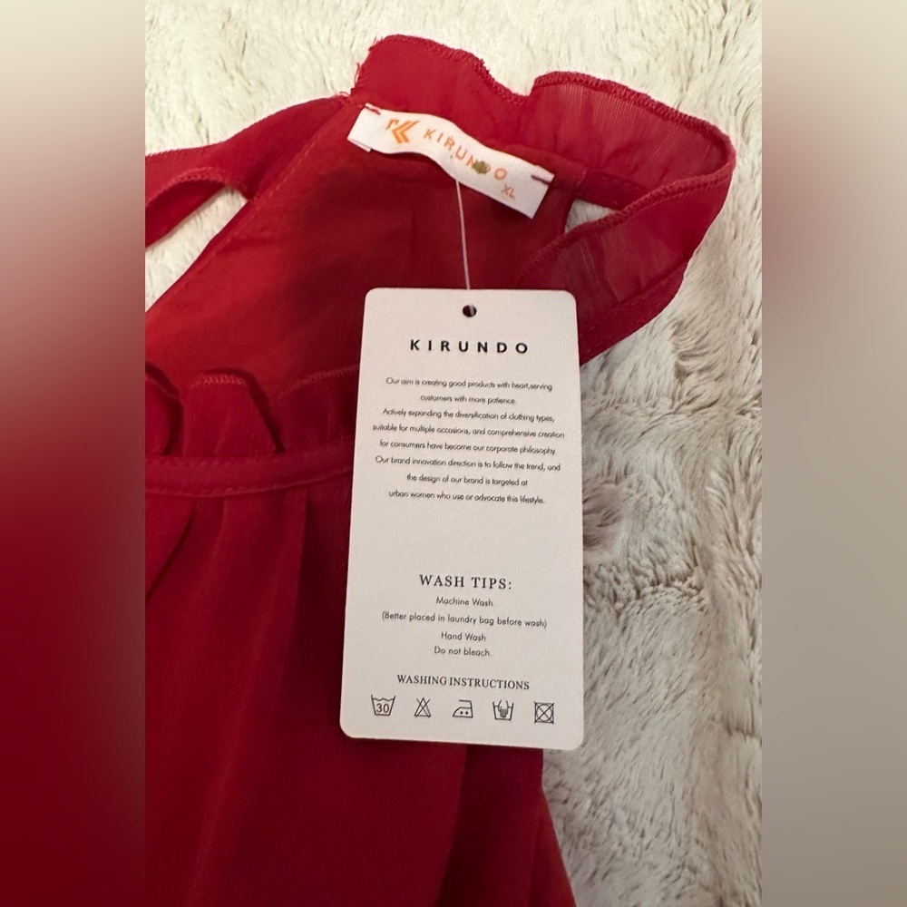 KIRUNDO Halter Sleeveless Flowy Mini Babydoll Tiered Dress XL - Picture 14 of 16